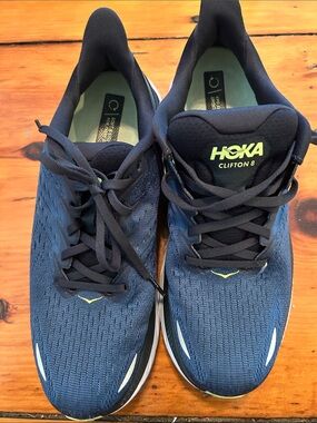 Hoka Clifton 8 Navy with Lime Accent Men's Sneakers